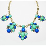 Juniper Breeze Floral Cabochon Statement Bib Necklace 